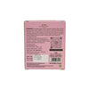 Back view of a pink soap packaging with text and bar code on a white background