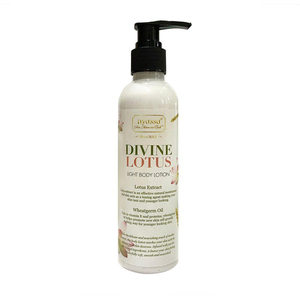 Divine Lotus Light Body Lotion 200 ml with Lotus extract and Wheat germ oil. - Nyassa